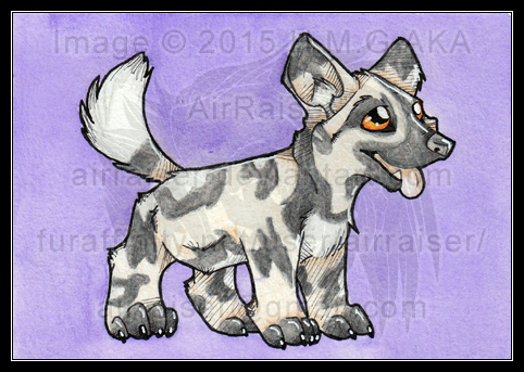 Chibi Watercolors: Aferican Wild Dog 2015