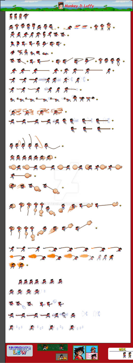 ULSW Luffy Sprite Sheet by Bite035 on DeviantArt