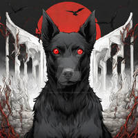 Dark loyalty - Black dog, red eyes