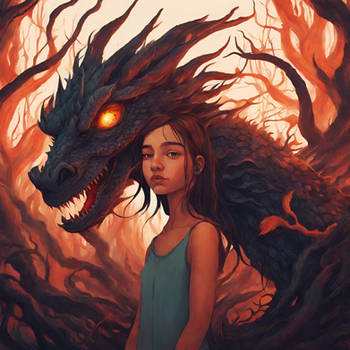 Girl with dragon - Dark Fantasy