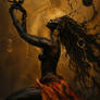 Black woman with a golden halo, an african series