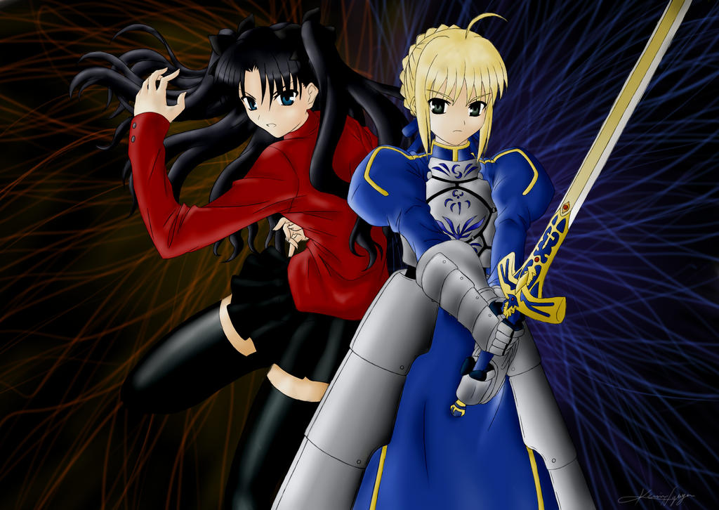 Saber Vs Rin Rin and Saber -2118x1500- by perfectstriker on DeviantArt
