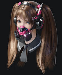 Mask Girl black background