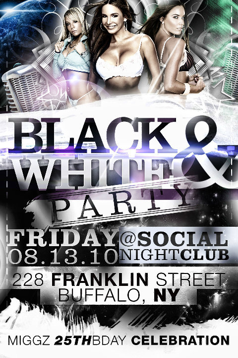 BLACK AND WHITE PARTY flyer