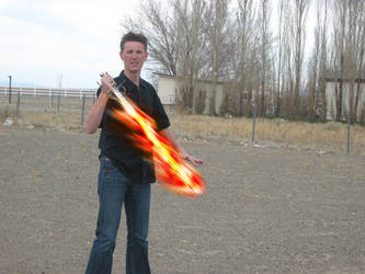 Nate's got a flaming sword