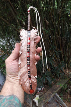 Life Size Copper Eagle Feather-Engraved