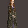 Sansa, green and purple dress