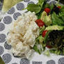 Vegan potato salad and greens