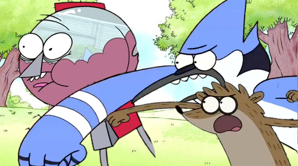 Mordecai and Rigby Punches Benson by REDBIRD2935 on DeviantArt