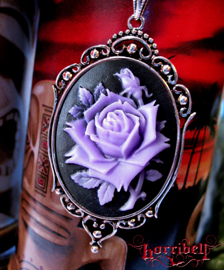 LAVENDER Rose Cameo Necklace