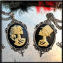 Skeleton Lady and Her Groom Cameo Necklaces