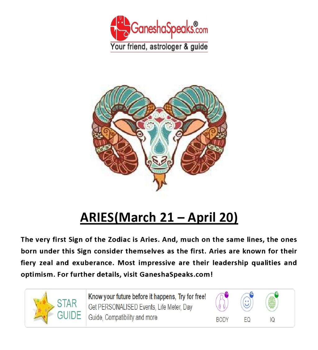 Aries Daily Horoscope and its compatibility by Ganeshaspeaks ...