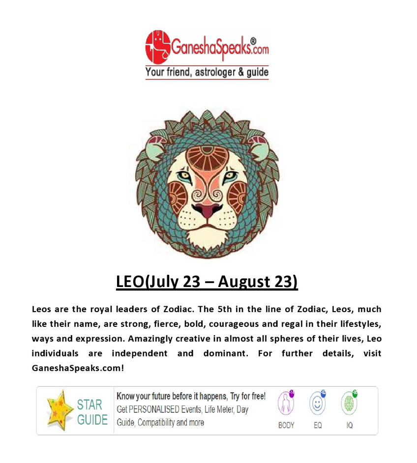 Leo Horoscope Incredible Information about Leo by Ganeshaspeaks on