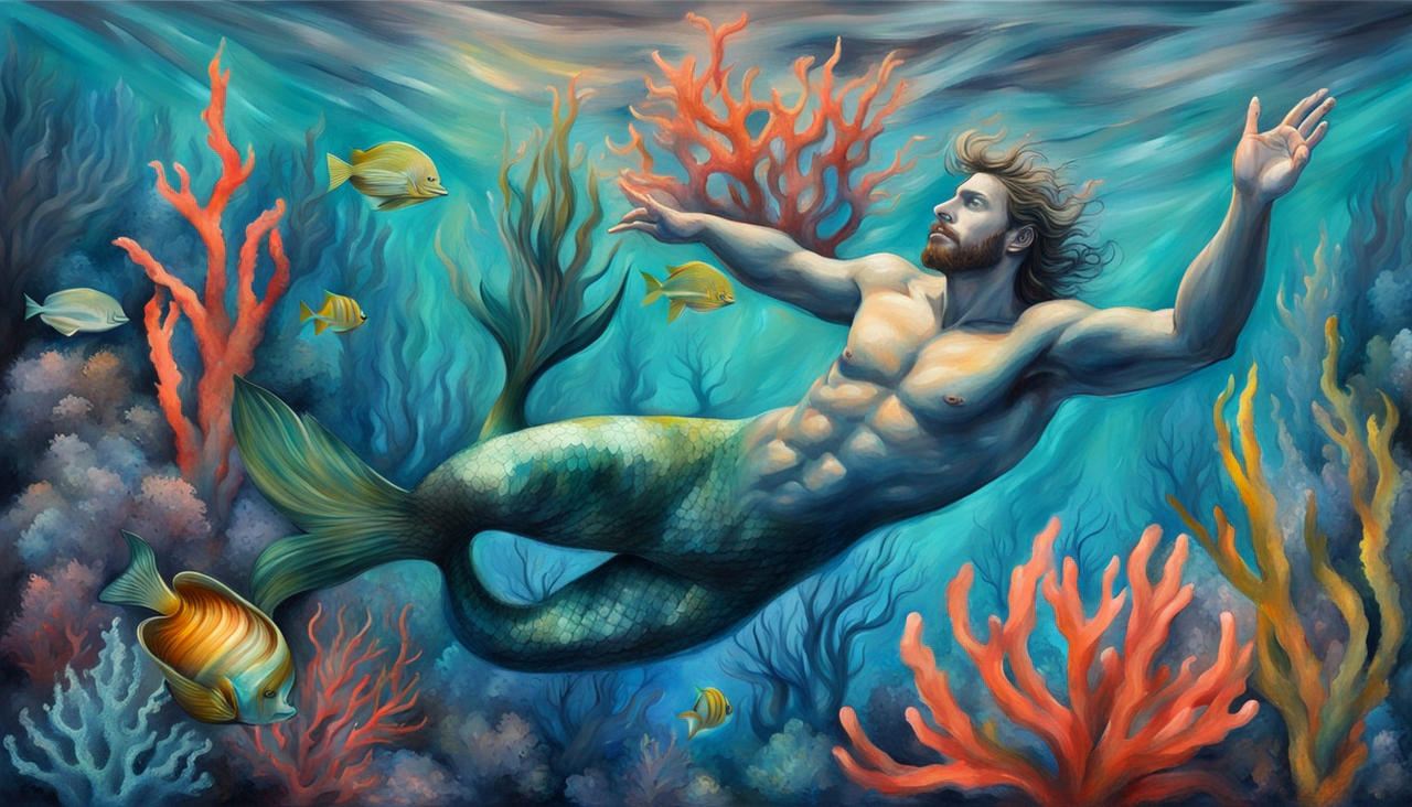 Mermen Creature Merman swimming around the coral and sea life by suntan110 on DeviantArt