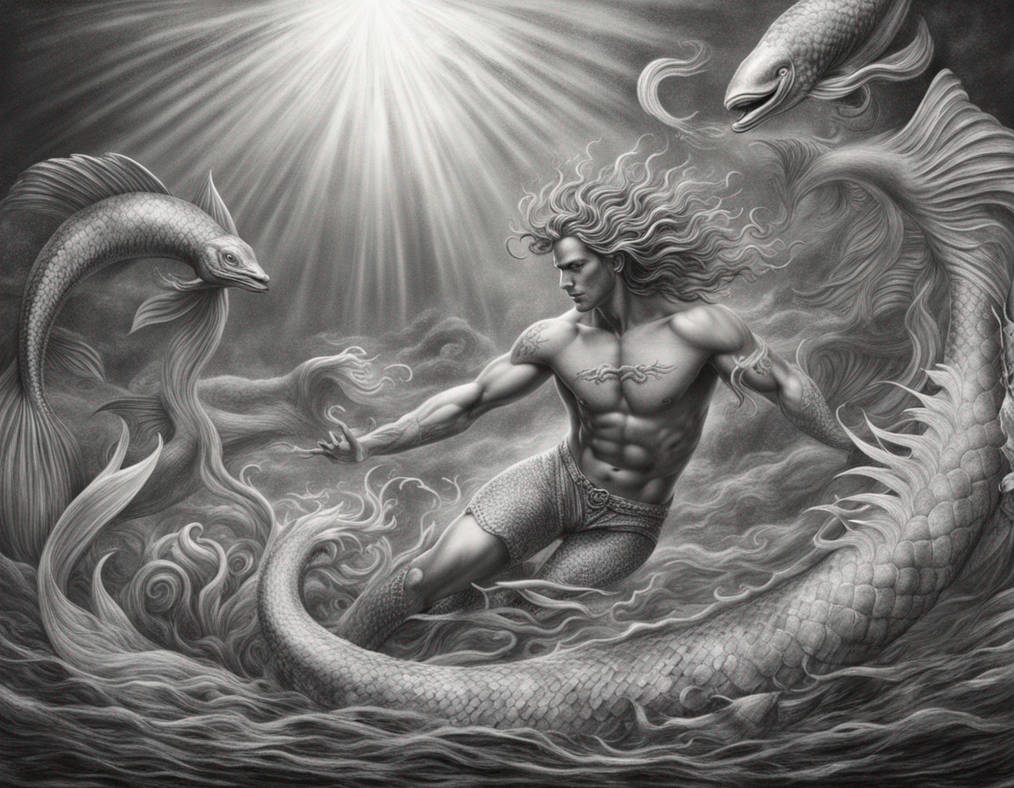 Mermen Creature Mystical sea creatures swimming with Merman. by suntan110 on DeviantArt