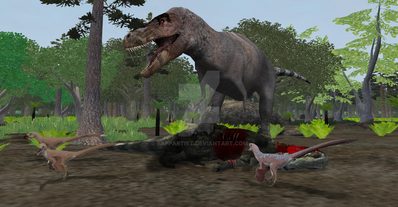 Raptors VS Rex by Yappartist on DeviantArt