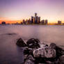 Sunset at Detroit Skyline