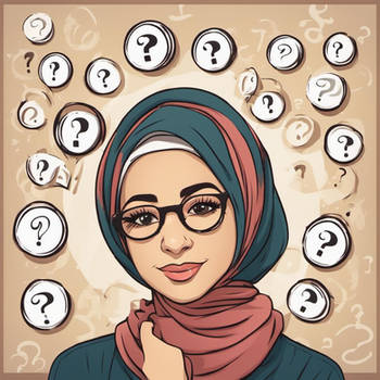 Muslim female teacher with hair and glasses