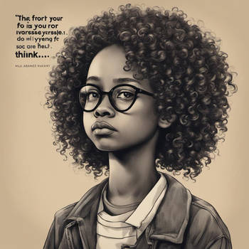 Young African girl with curly hair and glasses