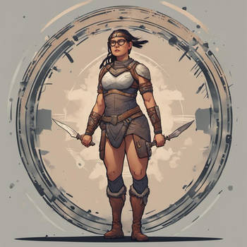 Nerd Valkyrie woman in battle ready stance