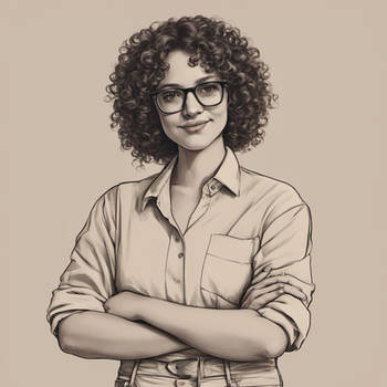 Tan Female Academic With Curly Hair And Dark Glass