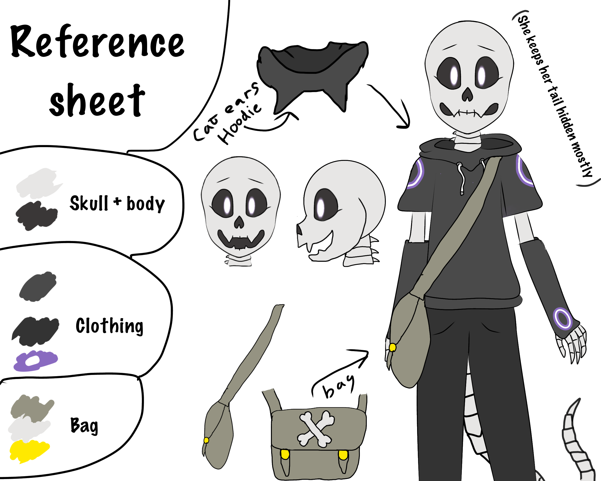 Skeleton OC reference sheet by claudiah100 on DeviantArt