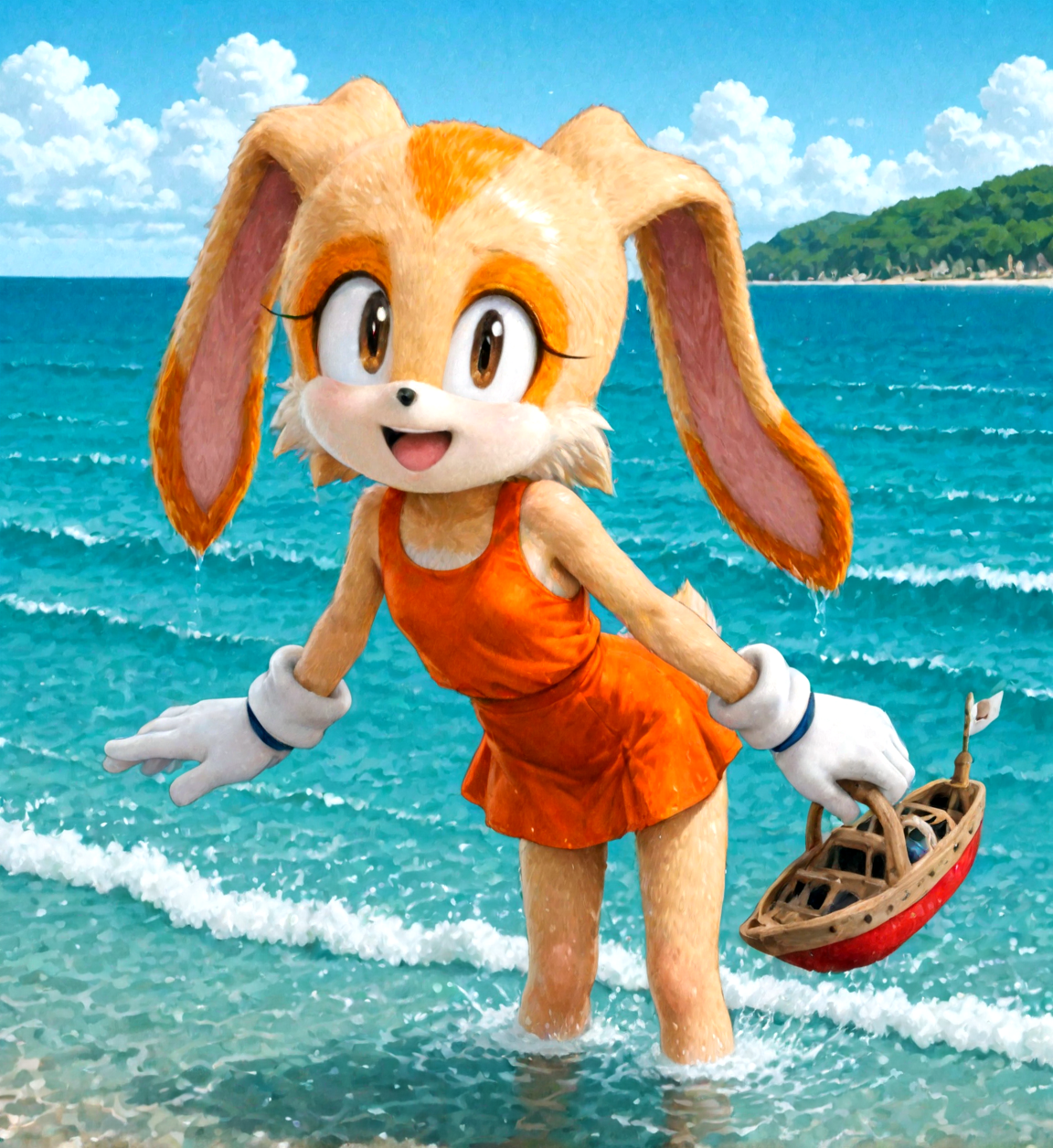 Cream the rabbit at the beach. by mechtail74 on DeviantArt