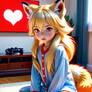 cute foxgirl watching tv