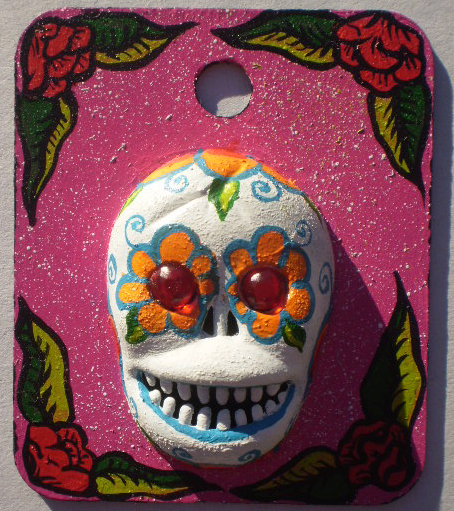 Sugar Skull art pendant Clover