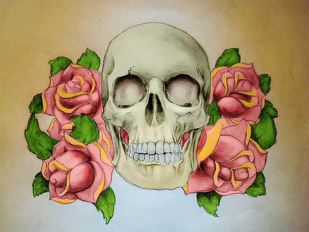 Skull with roses