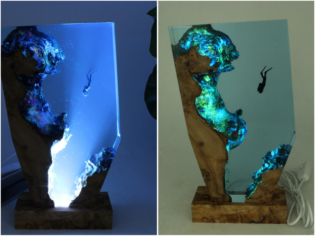 Shark Resin Night Light, Wood Resin Lamp Smartyleowl