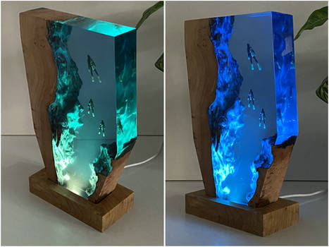 Scuba diving resin art, resin diorama, resin lamp