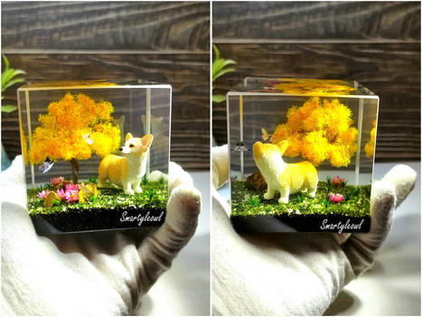 Corgi Resin Diorama, miniature resin diorama