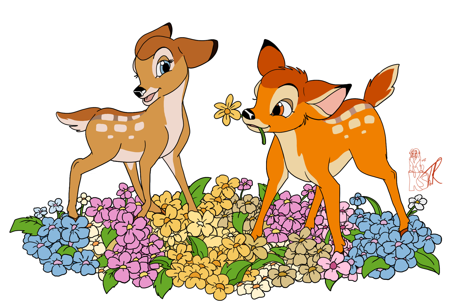 Faline Drawing Bambi + Faline by KingSimba on DeviantArt