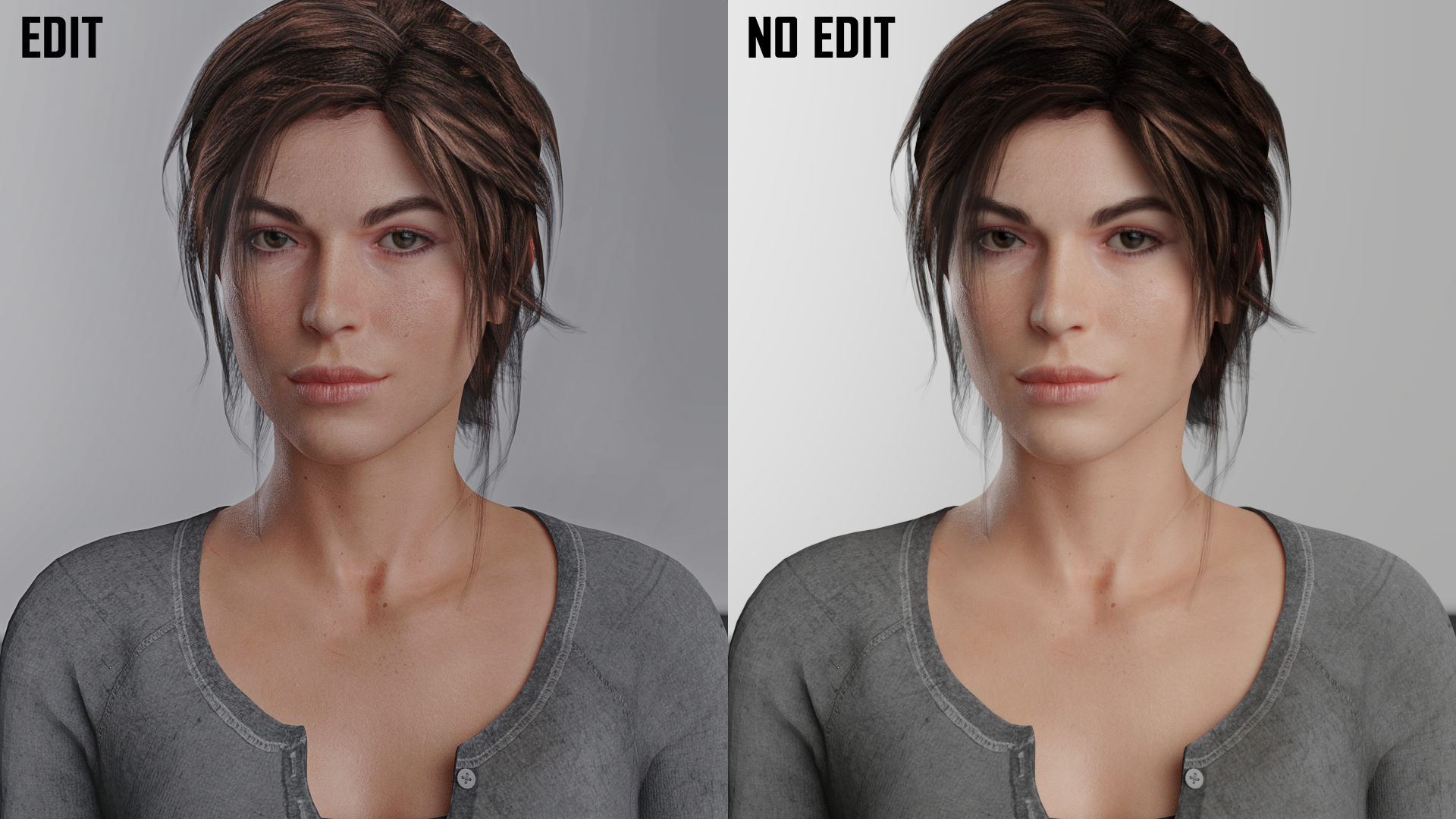 Lara Portrait - Edited vs Non Edited