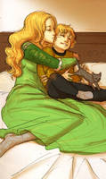 Cersei and Tommen cuddle