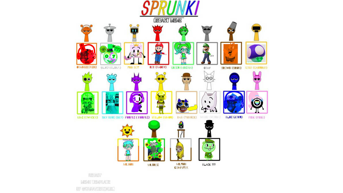 Updated my Sprunki cast by TariqW777 on DeviantArt