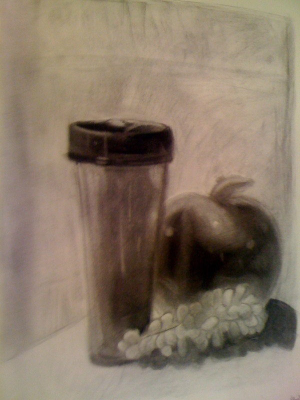 Cup, Grapes and apple