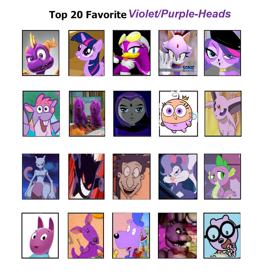 My top 20 Purple haired characters by JustinandDennis on DeviantArt