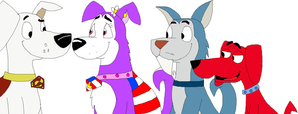 Krypto, Hot Dog, Tusky Husky and Liberty by JustinandDennis on DeviantArt