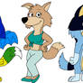 Hanna-Barbera-style Nick, Daisy, and Dogs