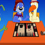 Toons playing Backgammon