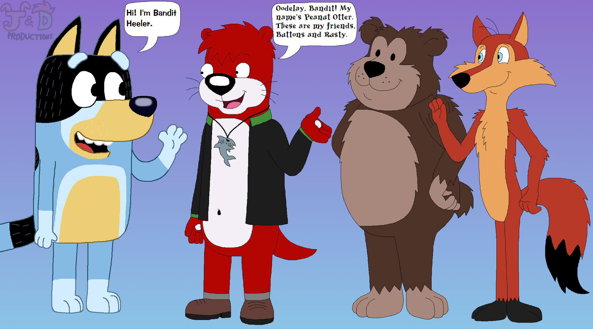 Bandit meets Peanut, Buttons, and Rusty by JustinandDennis on DeviantArt
