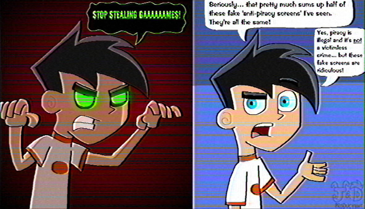 Danny mocks fake 'anti-piracy screens' by JustinandDennis on DeviantArt