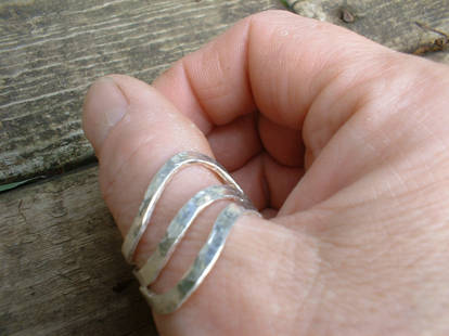 3 wave sterling silver ring