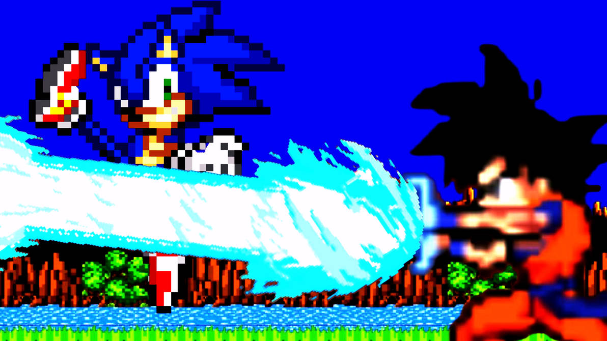 Classic Sonic vs Kid Goku Sprite Animation on Make a GIF