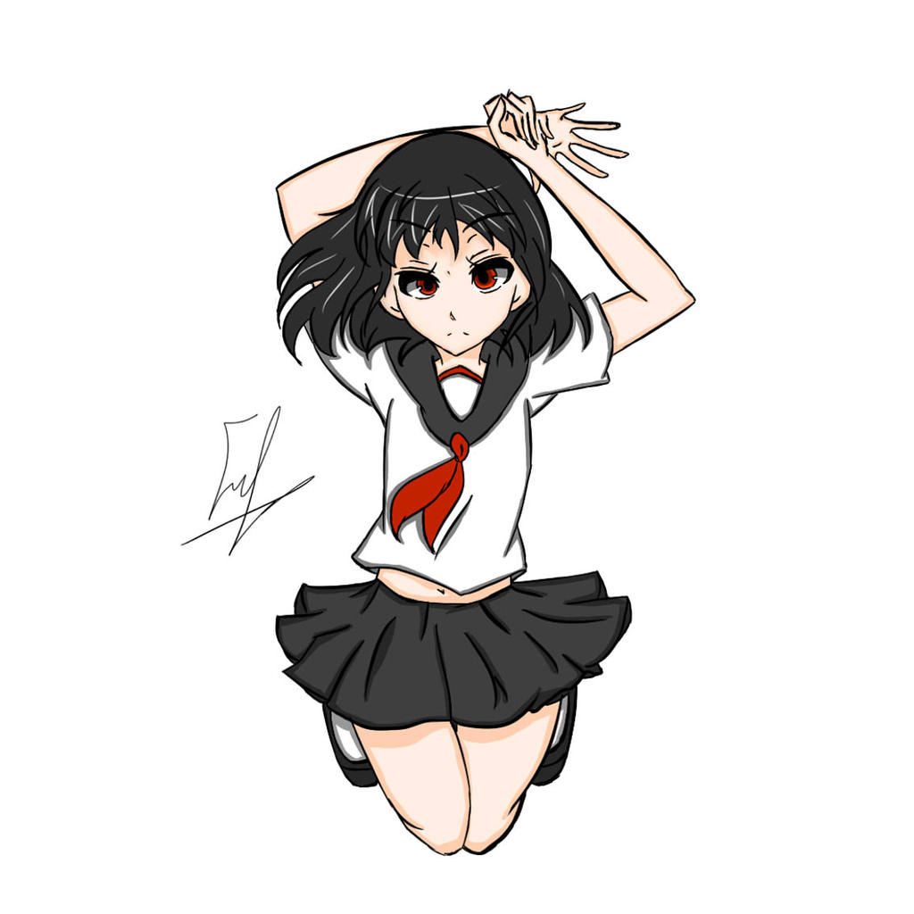 Free Wallpaper: Anime Girl Jumping Pose