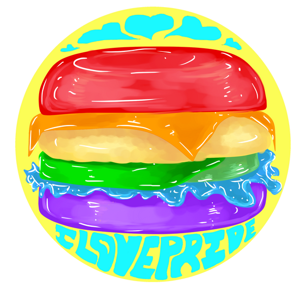 Yellow Rainbow Burger - I Love Pride