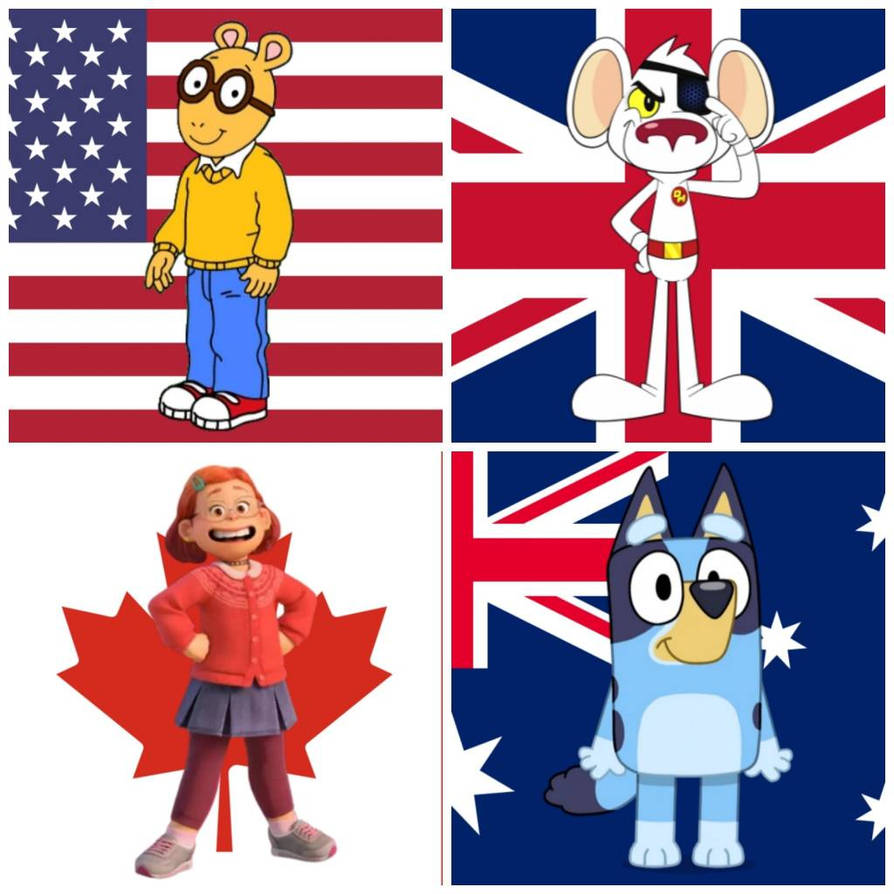4 animated characters from 4 different countries by Neondoespjmasksblog on  DeviantArt