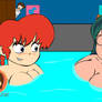 Ranma And Lum In The Pool